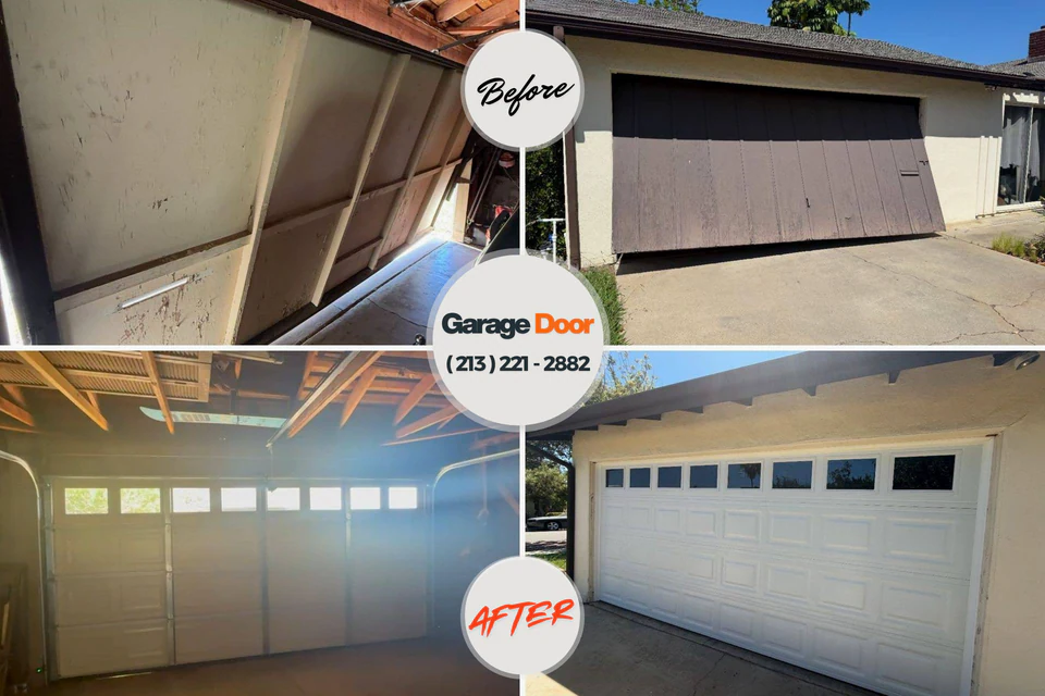 Before and after: garage door repair Durant, MS